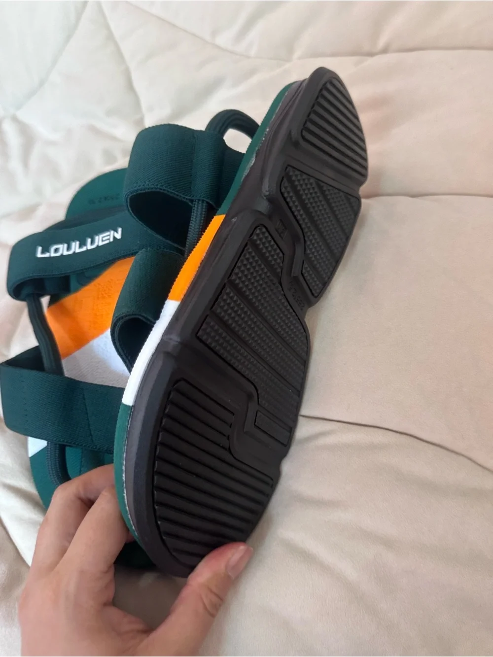 Loulven Men Green Orange White Adventure Sandals